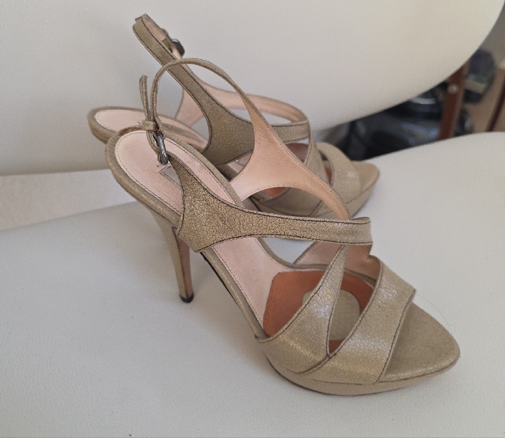 Prada Gold Strappy Heels - Picture 3 of 8
